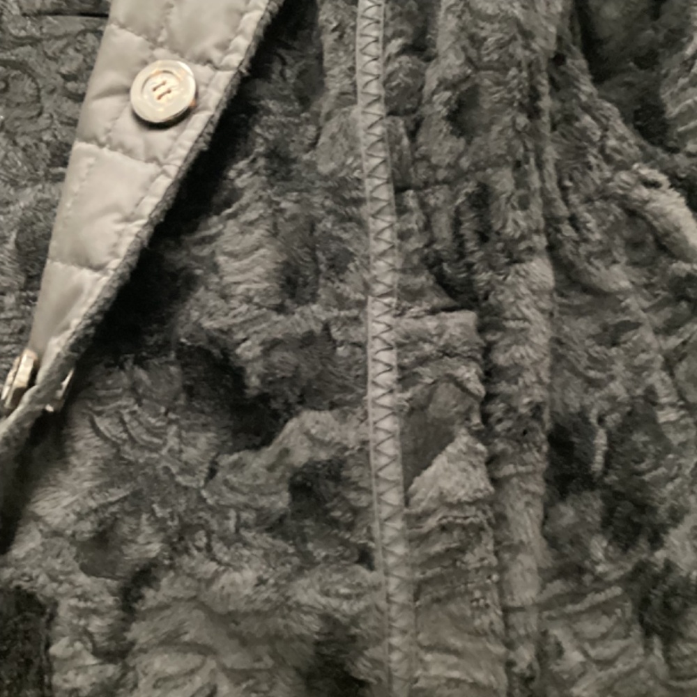 Laundry by Shelli Segal, NWOT, black, reversible faux fur/puffer, sz L, midi - Picture 4 of 11